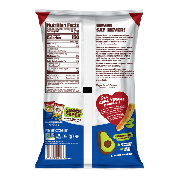 Jacksons - Sea Salt Veggie Straws Avocado Oil 142g
