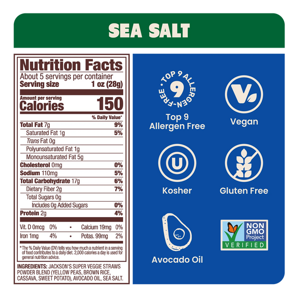 Jacksons - Sea Salt Veggie Straws Avocado Oil 142g