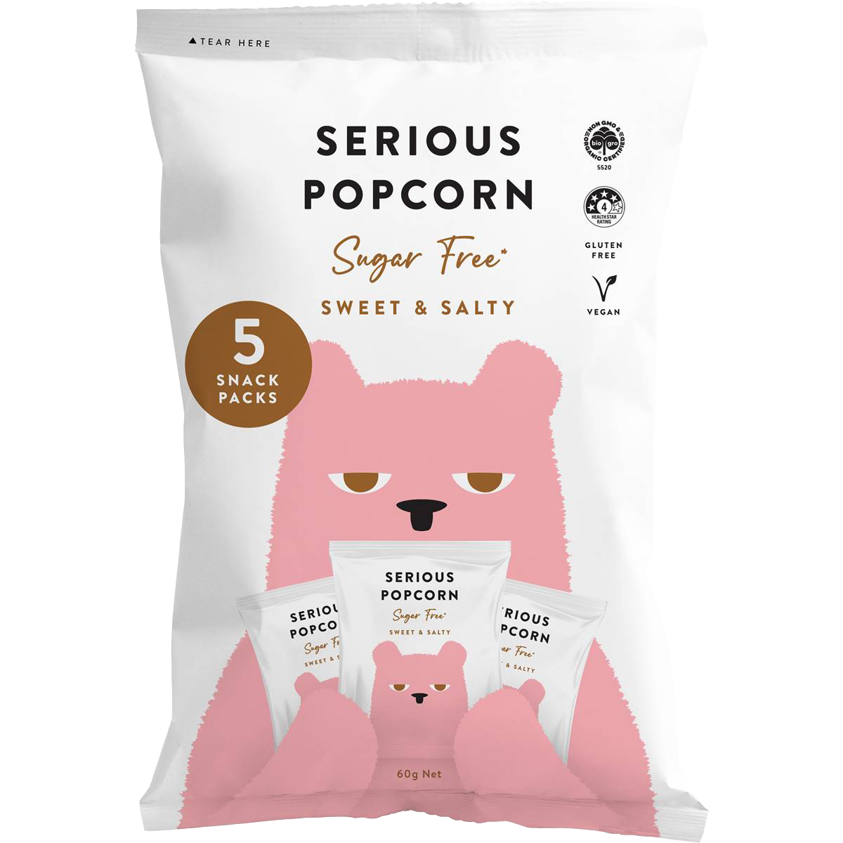 Serious Popcorn - Sugar-Free Sweet & Salty Multipack - 5 Snack Packs