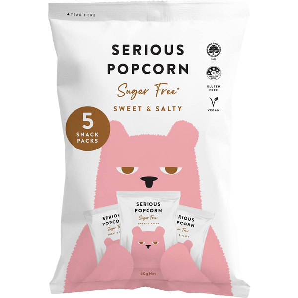 Serious Popcorn - Sugar-Free Sweet & Salty Multipack - 5 Snack Packs