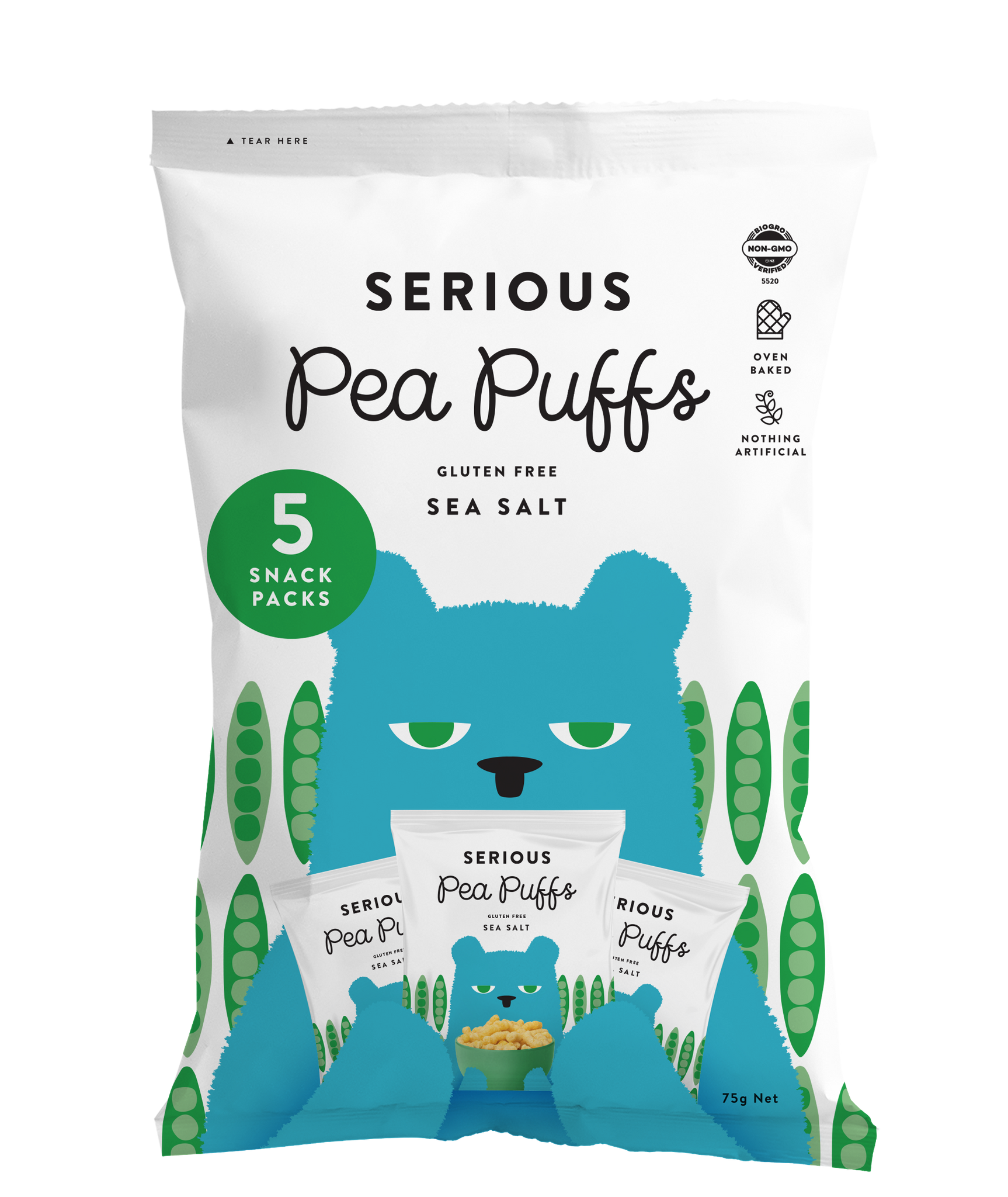 Serious Popcorn - Sea Salt Pea Puffs Multipack - 5 Snack Packs